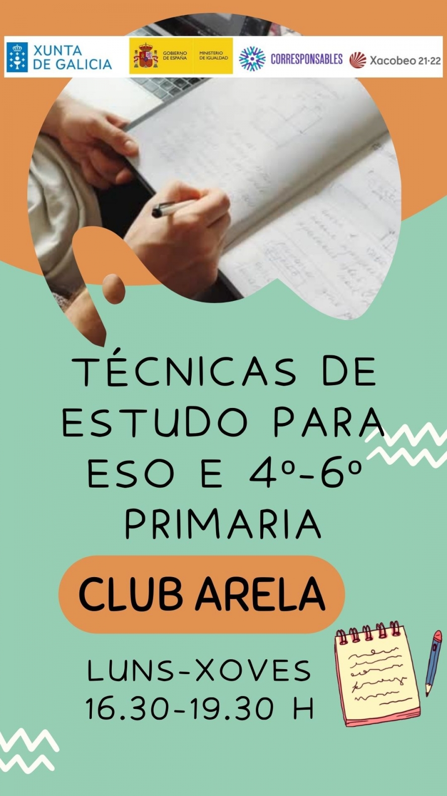 Club Arela: técnicas de estudo para ESO e 4º a 6ª de primaria